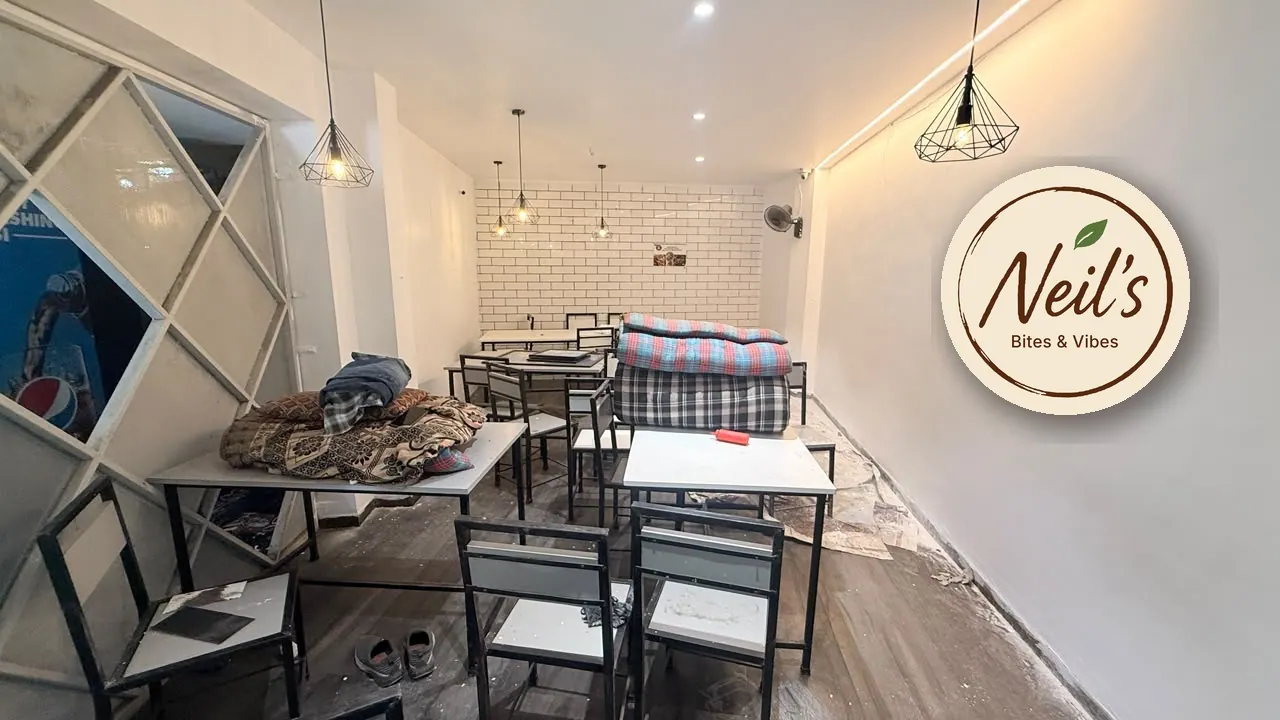 A view inside the restaurant, with proposed branding